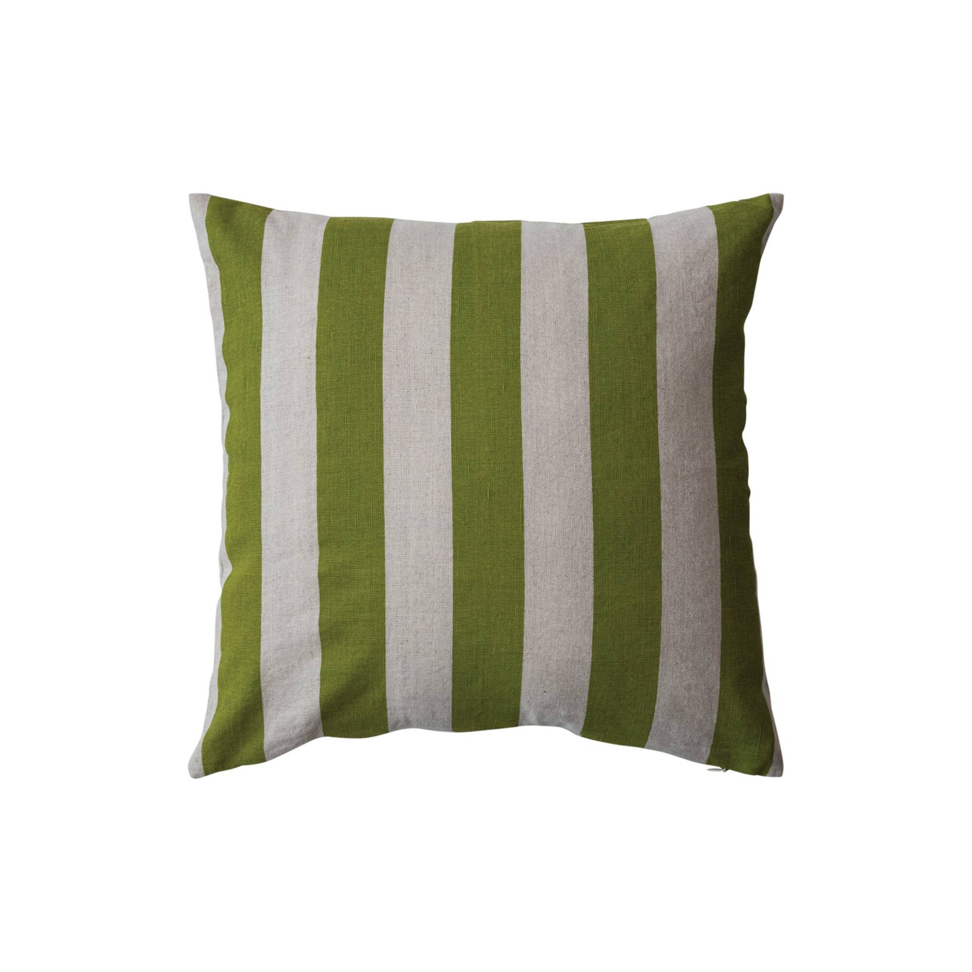Hello Honey® 20" Green & Natural Cotton & Linen Striped Pillow